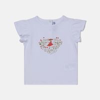 Illustration-print Ruffled Sleeves T-shirt