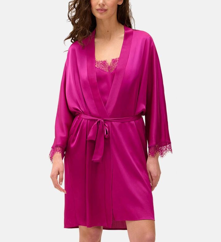 Satin Lace Cuffs Kimono Robe Satin Lace Cuffs Kimono Robe