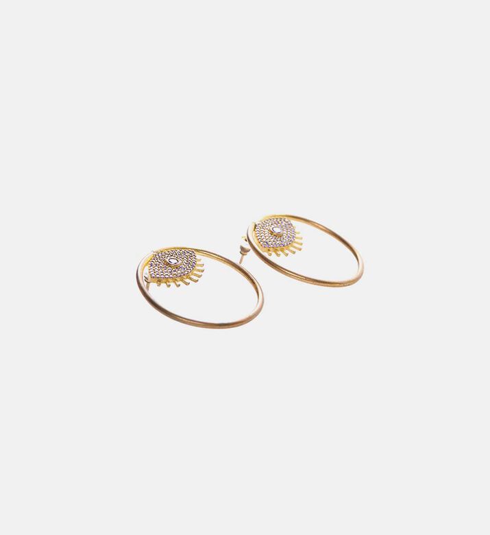 Gold-plated Rose Quartz Crystal Eyes-shaped Earrings