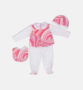 Matching Abstract-print Long-sleeve Romper Set