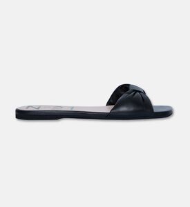 N 21 Leather Bow Flat Heel Slides, Black, Eu-36, Packshot View