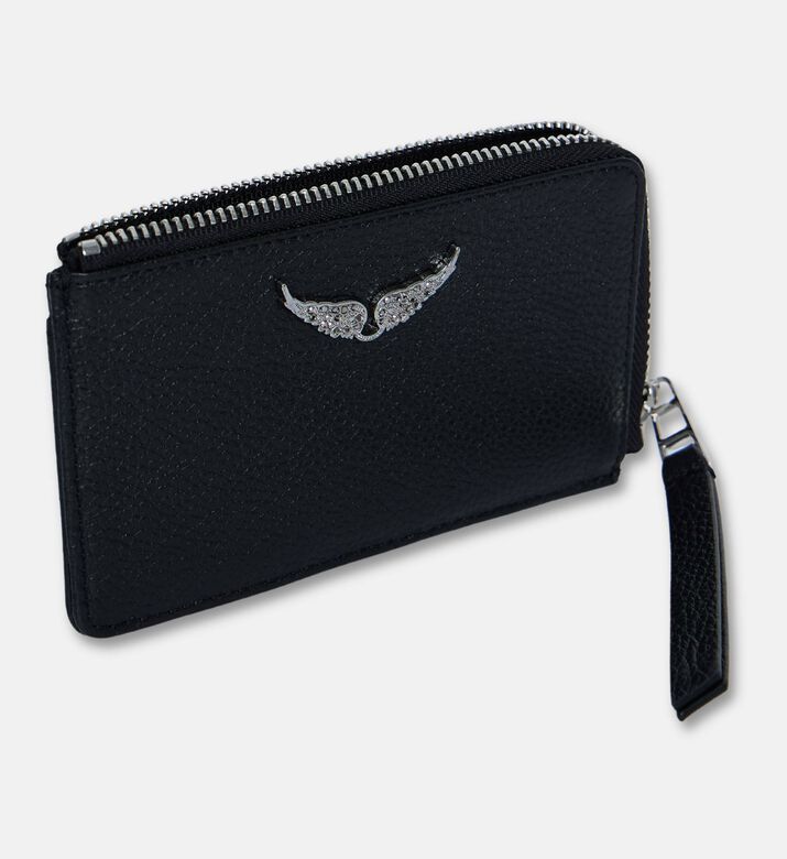 Zadig et Voltaire Leather Flap Pocket Card Holder, Silver, Packshot View