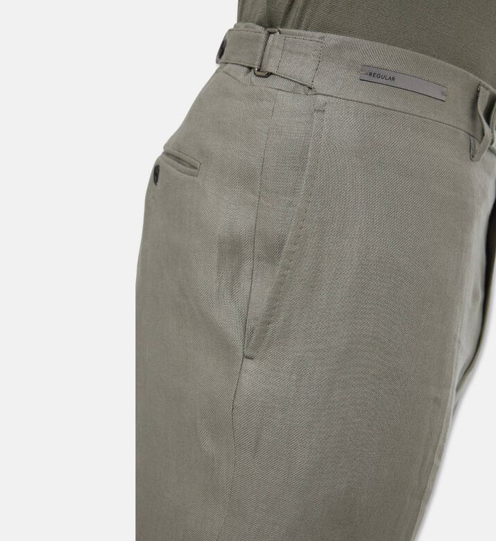 Corneliani Tailored Flax Trousers, Green, 54, Model View