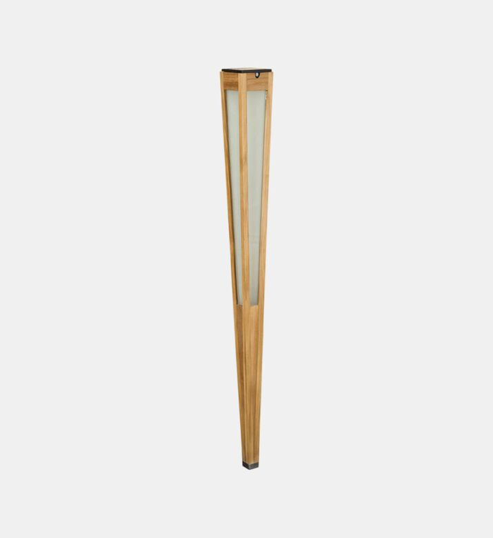 Les Jardins Lanai Teak Wood Torch Solar Lantern, Packshot View