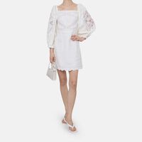 Floral-embroidery Short-sleeve Mini Dress