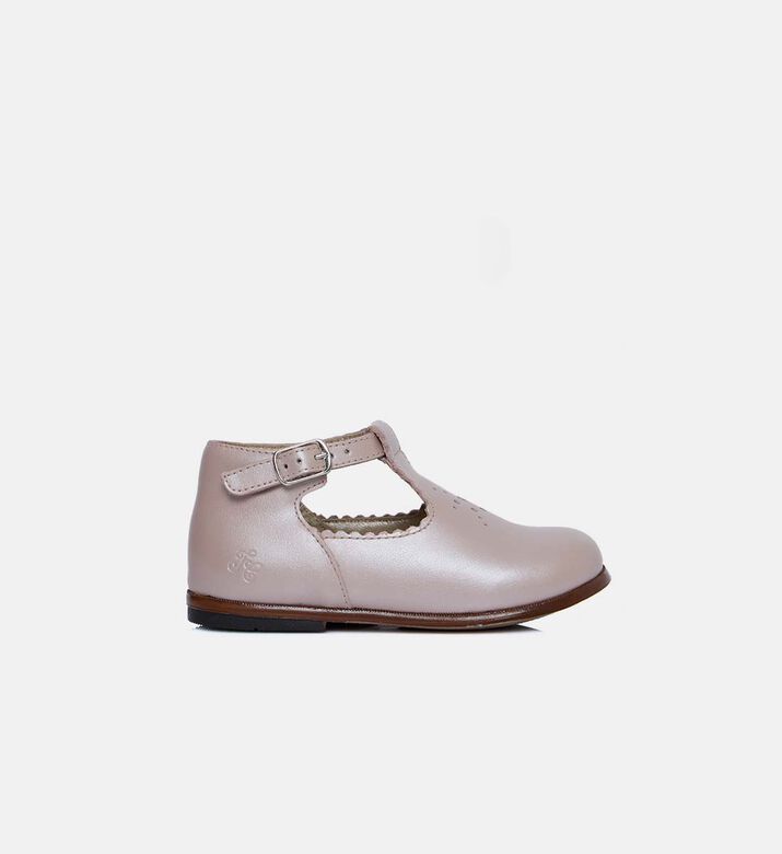 T-bar Cut-out Scalloped Edge Shoes
