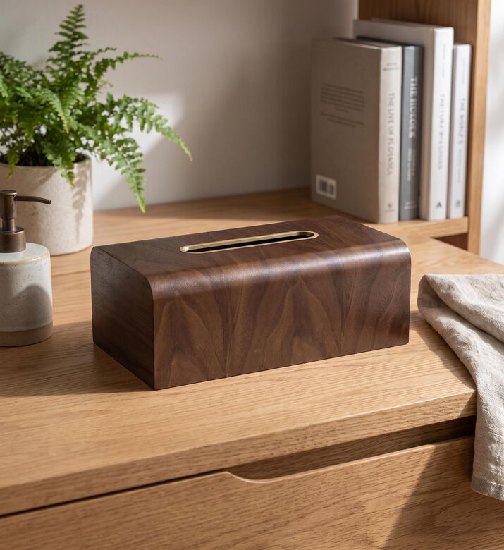 Andrea House Cascad Walnut Tissue Box, Model View