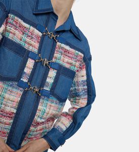 Edward Achour Paris Patchwork Buckle Jacket, Model View