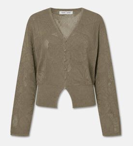 Samsoe Jacquard Knit Button Cardigan, Khaki, S, Packshot View