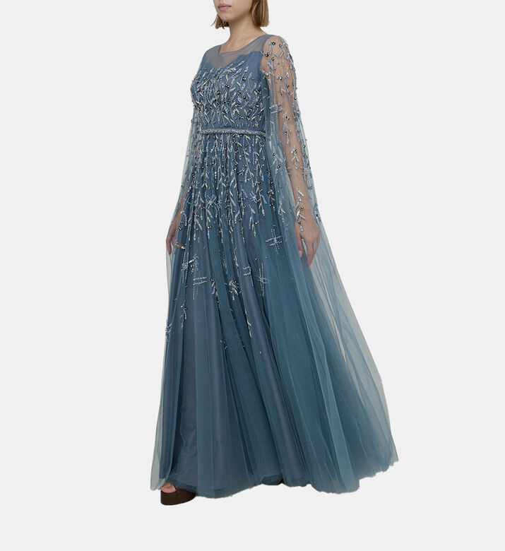 فستان تول مرصع بترتر وخرز