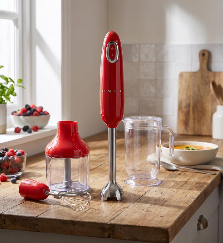 Smeg 50 S Style Hand Blender, Red, Packshot View