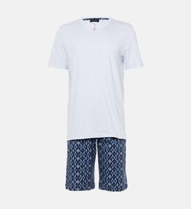 Two-tone Geometric-print Shorts Pajama Set