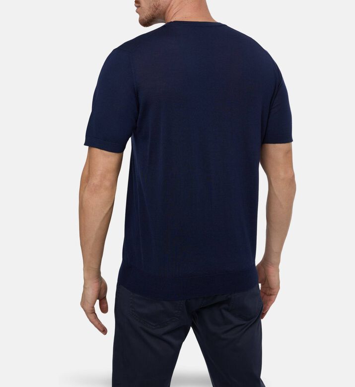 Corneliani Lightweight Virgin Wool Knit Shirt, Dark-blue, 54, Model View