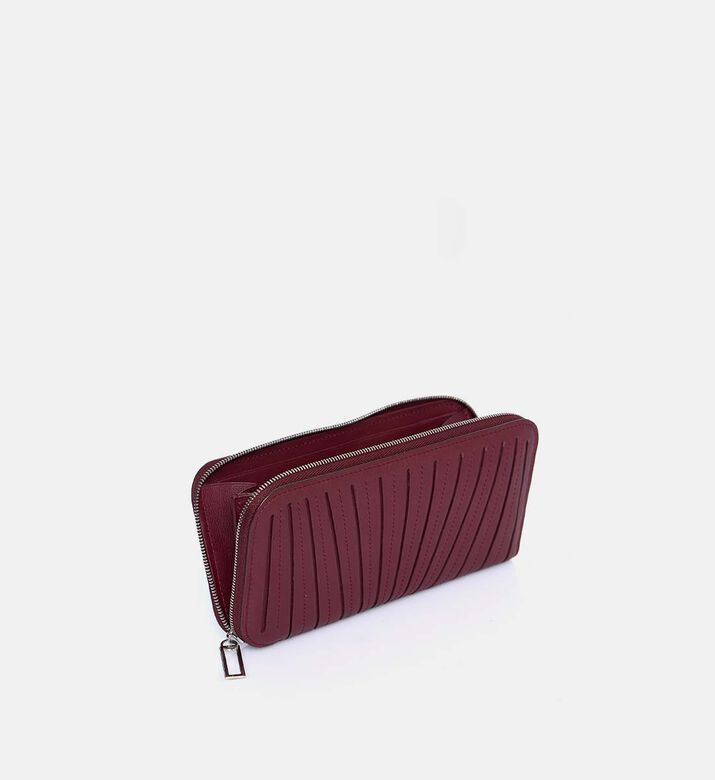 Camille Fournet Pleated Calf Leather Wallet, Burgundy, Packshot View