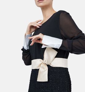 فستان منسوج من التويد بلونين