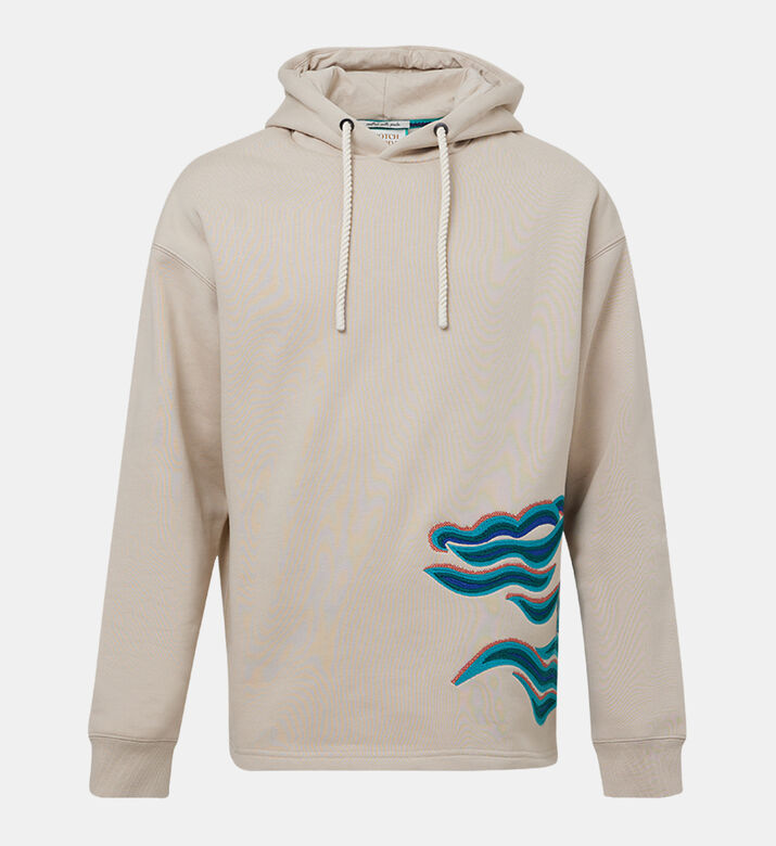 هودي قطن مطرز بموجة