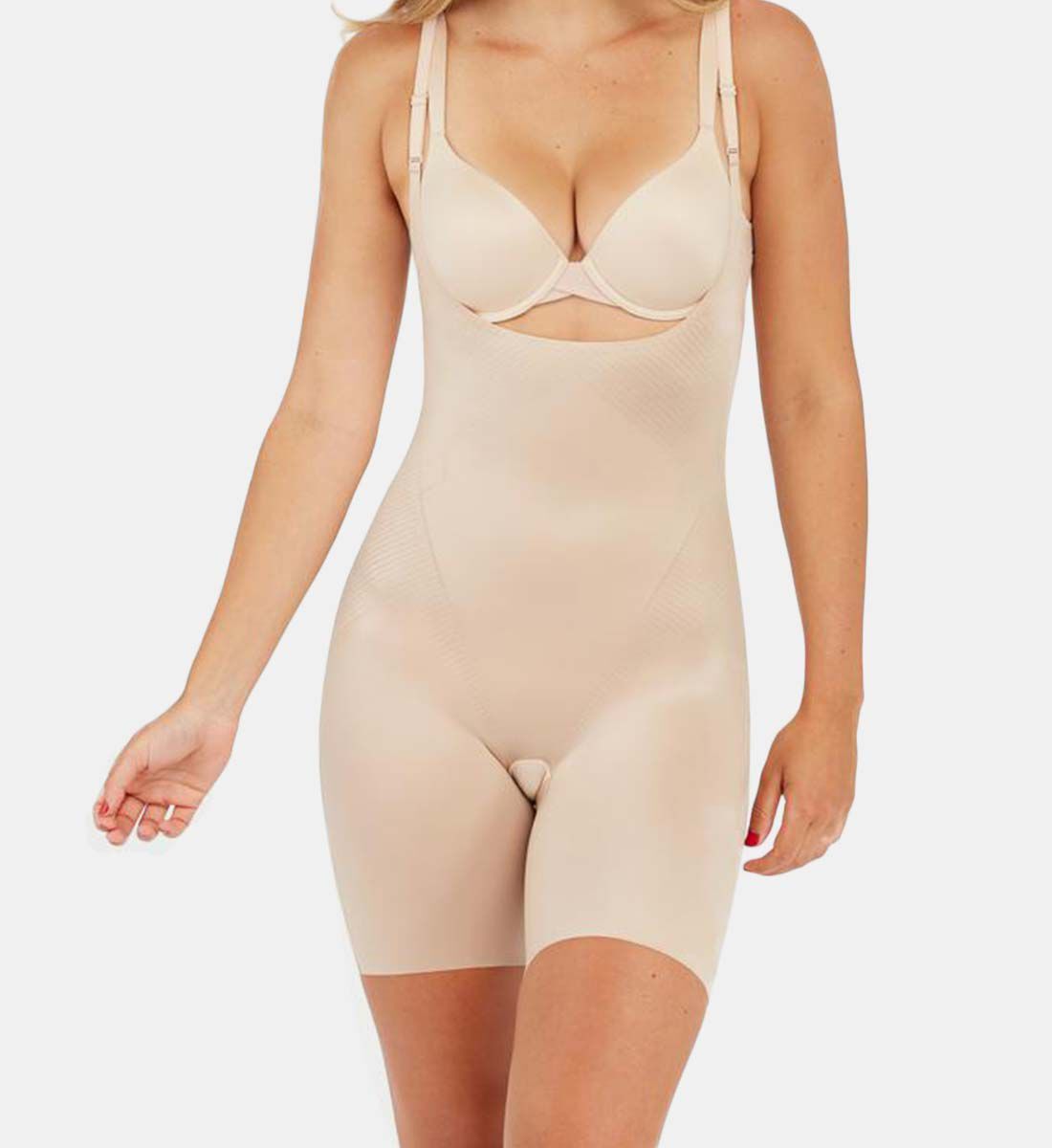 Open bust mid hotsell thigh body shaper