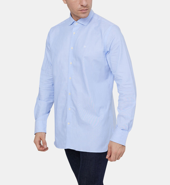 قميص بياقة بنسيج أساسي