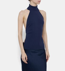 Cult Gaia Wake Knit Top, Dark-blue, L, Model View