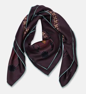 The Zeituna Sacred Hour Burgundy Tapestry Square Silk Scarf, Packshot View