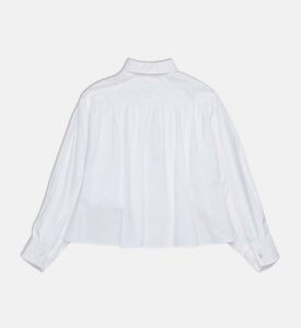 قميص قطن بطيات مطرزة بأرقام