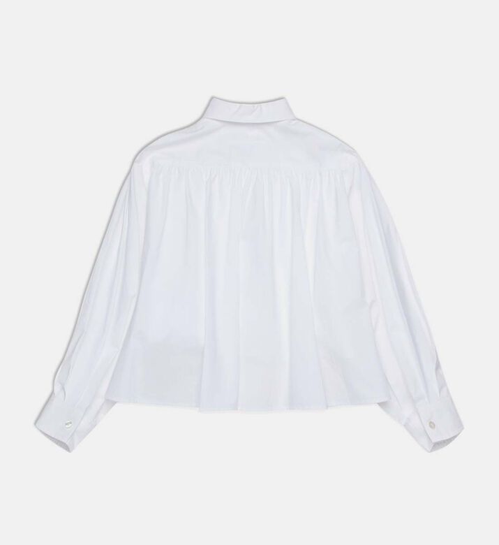 Numbers-embroidered Pleated Cotton Shirt