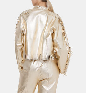 Fringed Leather Cropped Jacket