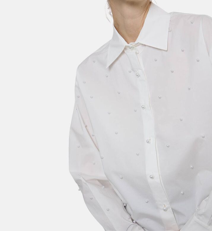 Edward Achour Paris Pearl-embellished Button-down Shirt, Model View Edward Achour Paris Pearl-embellished Button-down Shirt, Model View