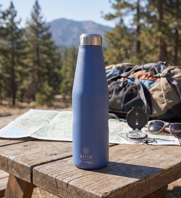 Estia Save The Aegean Insulated Travel Flask, Blue, 750-ml, Model View