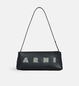 Leather Logo-embroidery Shoulder Bag