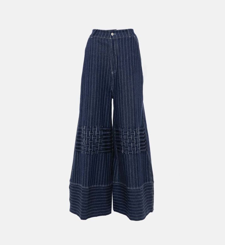 Striped Wide-leg Denim Pants