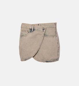 Cross-over Denim Mini Skirt