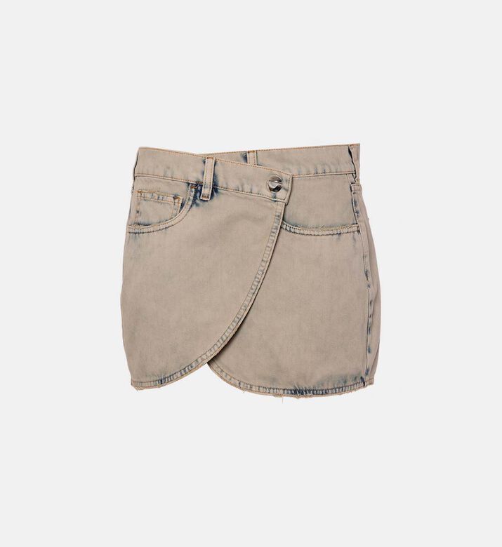 Cross-over Denim Mini Skirt