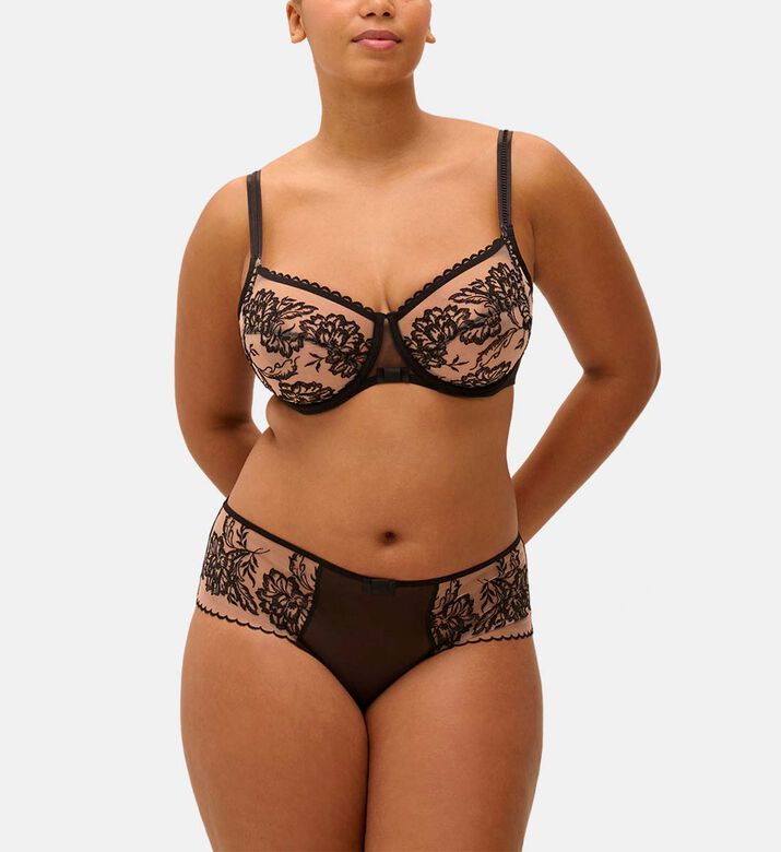 Sheer Tulle Embroidered Full Cup Bra