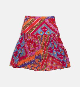 تنورة متوسطة الطول بنقشة مرقعة