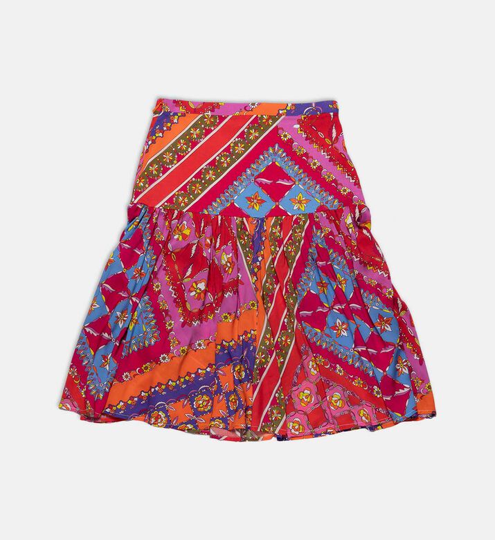 تنورة متوسطة الطول بنقشة مرقعة