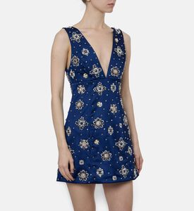 Alice and Olivia Pearl-embellished V-neck Dress, Model View