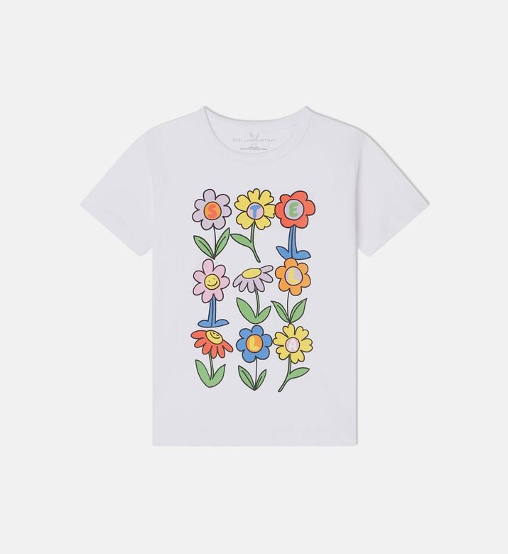 Smiling Flower Round Neck T-shirt