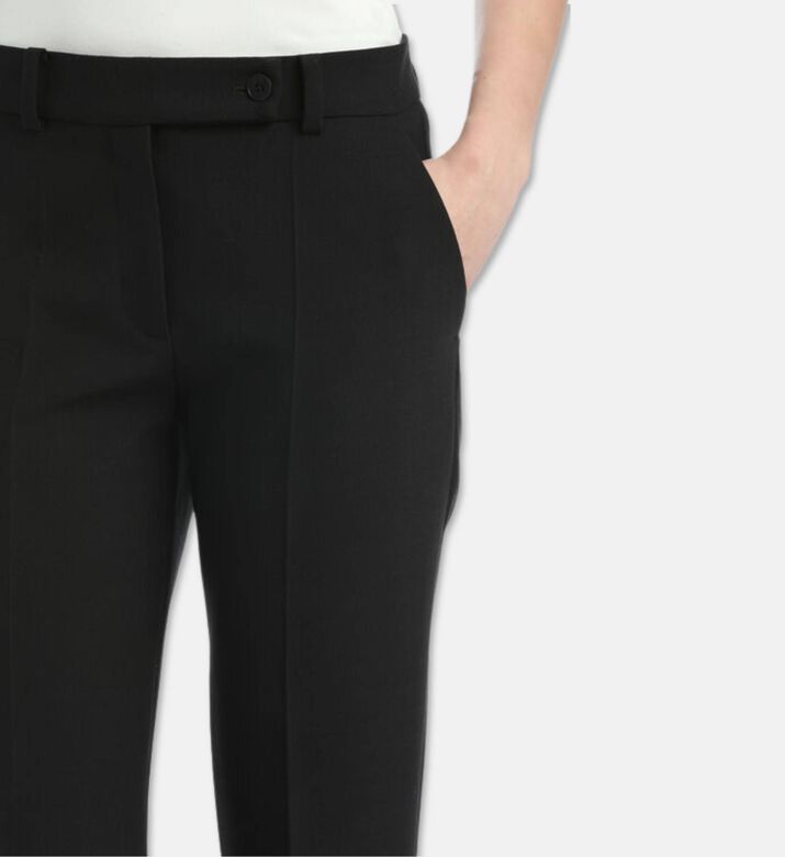 Luisa Spagnoli Orchidee Center Creases Straight-leg Trousers, Black, 46, Model View
