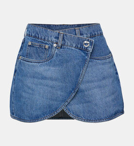 Fold-over Denim Mini Skirt
