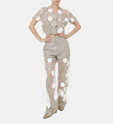 Sofia Silk Hemp Logo Appliqué Cropped Jacket