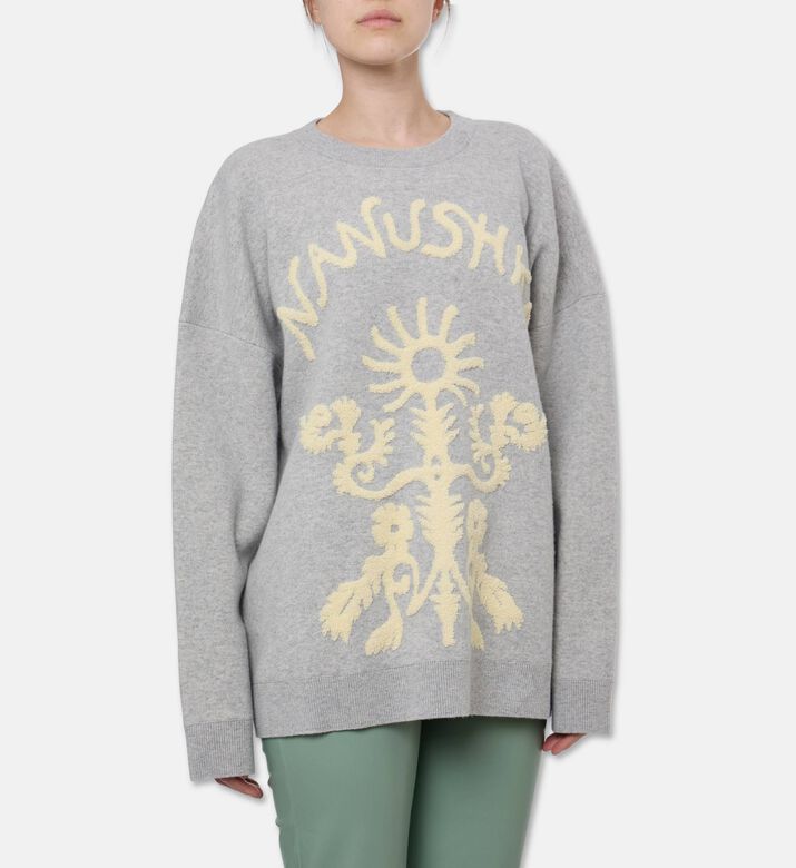 Nanushka Oswin Jacquard Logo-print Oversized Sweater, Model View