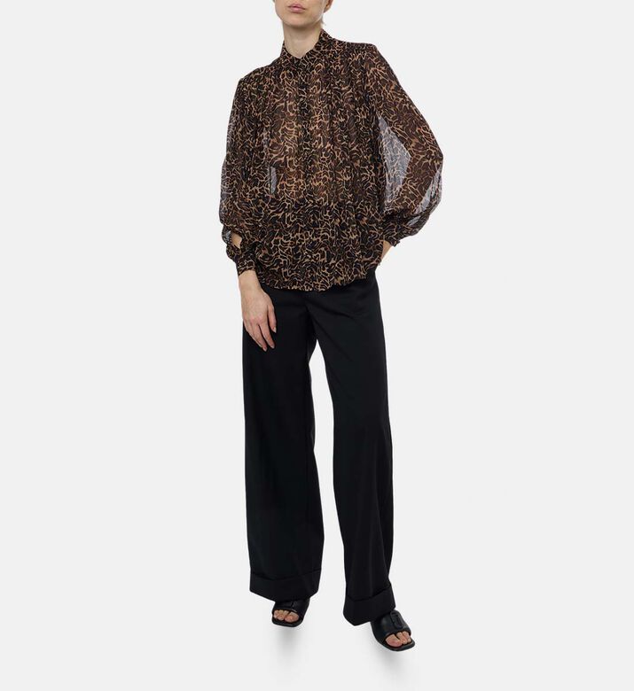 The Kooples Leopard-print Sheer Shirt, Model View