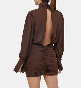 فستان منسوج بتفاصيل مجمعة من يبا