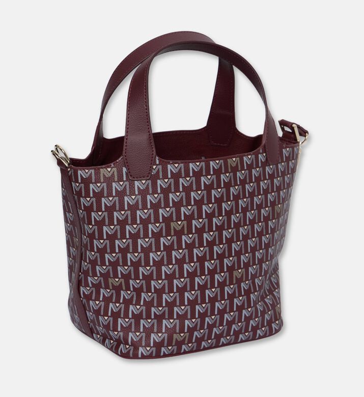 Maya.M Soft Monogram Mini Bucket Tote Bag, Burgundy, Packshot View