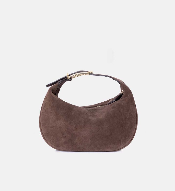 Suede Top Handle Moon Hobo Bag