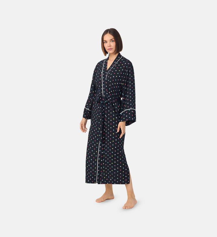 Contrasted Piping Side Slits Robe