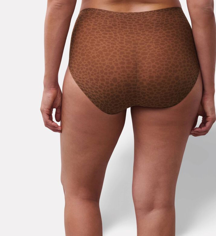 Chantelle High-waisted Leopard-print Briefs, Brown, Model View