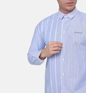 قميص بريتوي مخطط بتطريز لمسة فرنسية