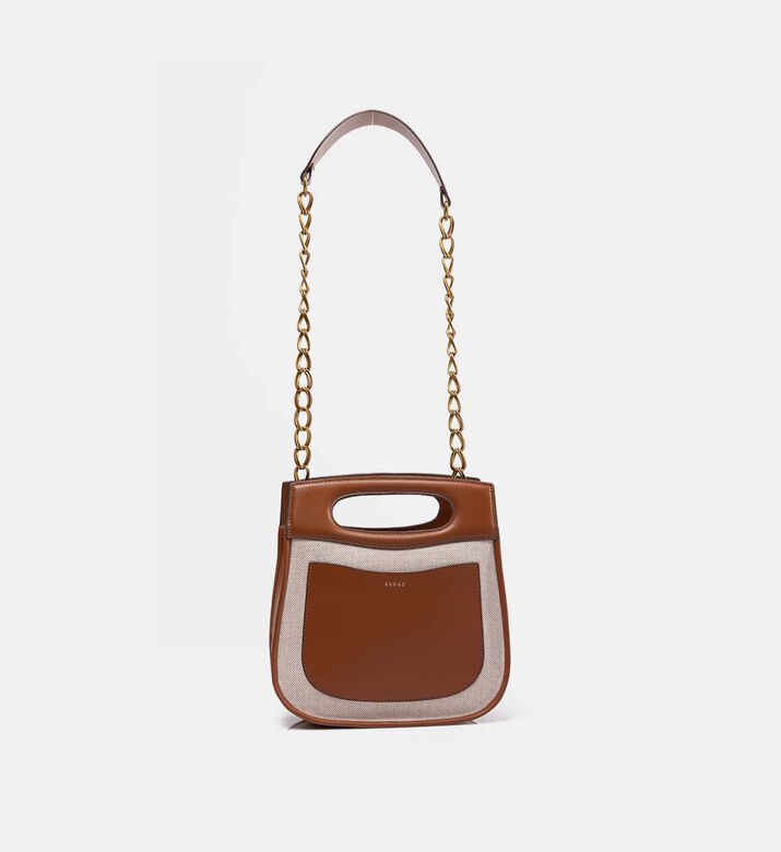 Cheri Bi-material Cotton Canvas Leather Bag